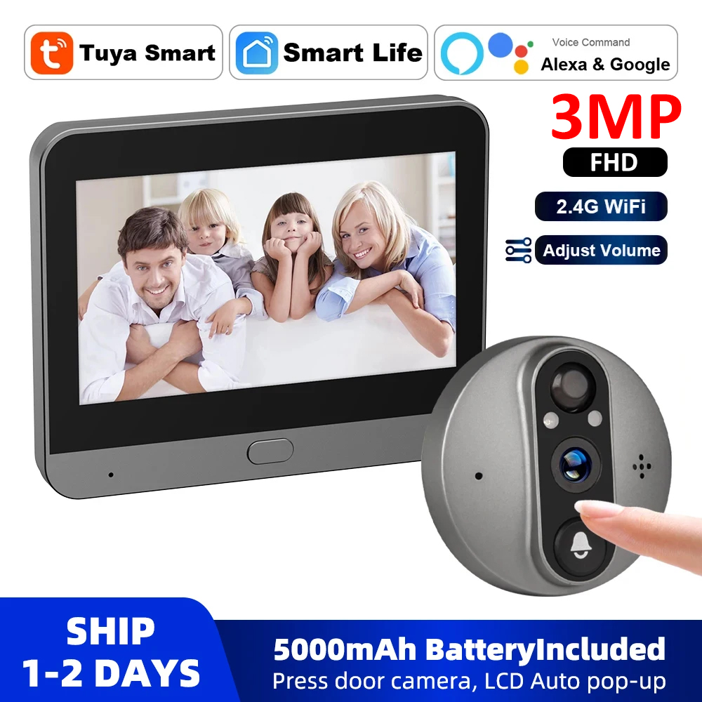 Home Security Premium - 3MP WiFi Smart Tuya Peephole 5000mAh