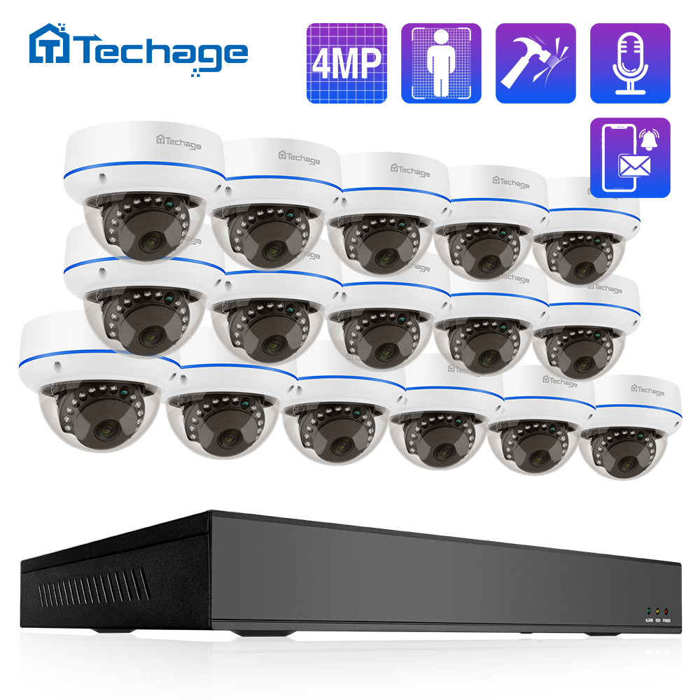 Home Security Packages - Techage HD 4MP 16CH POE Surveillance