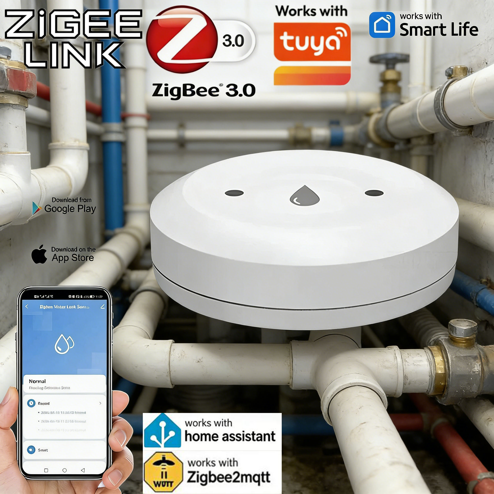 Home Security App - For Tuya Zigbee Smart Water Leak