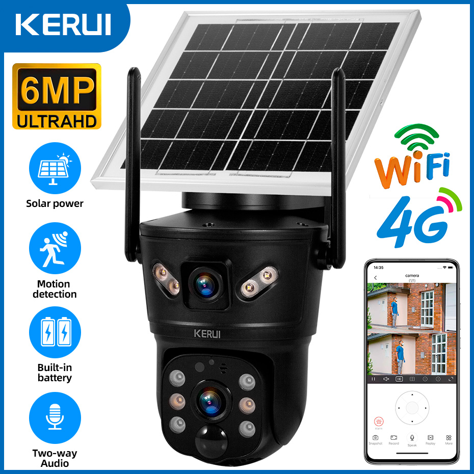 Home Security Packages - KERUI Outdoor 6MP Solar Camera 4G