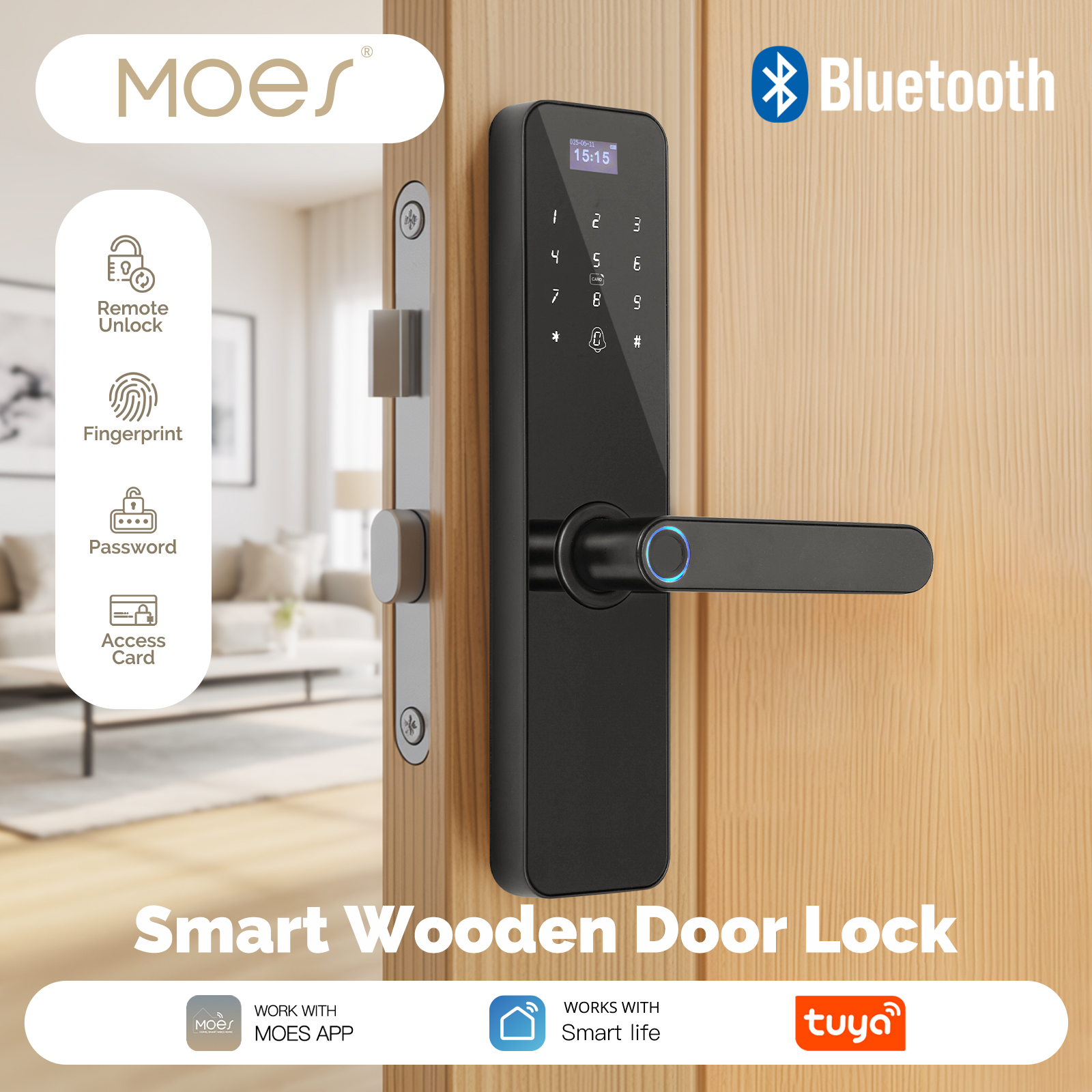 MOES Bluetooth Smart Wooden Do – обзор и цена Home Security App