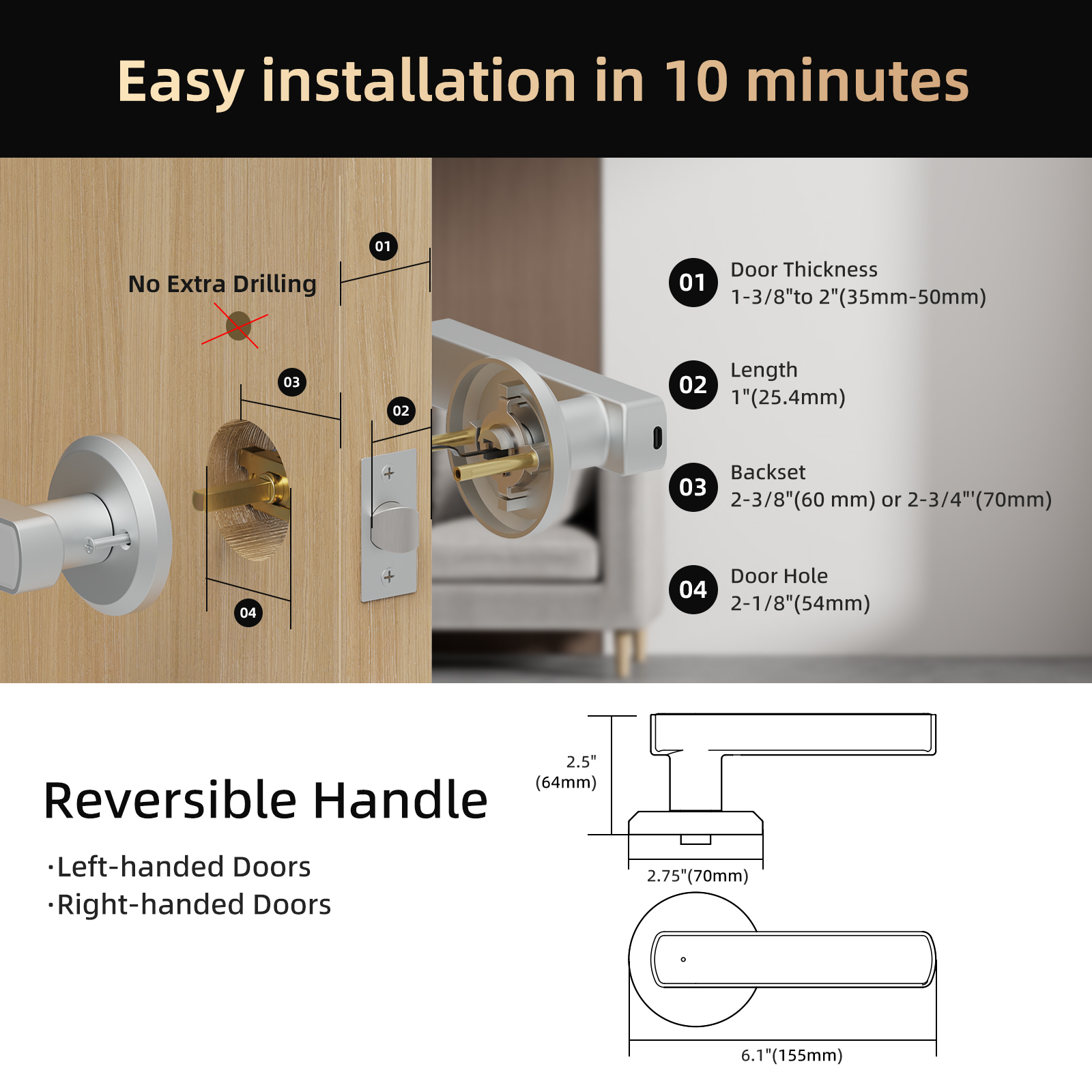 Viladepot Smart Lock Fingerpri – обзор и цена Home Security Door Reinforcement Lock