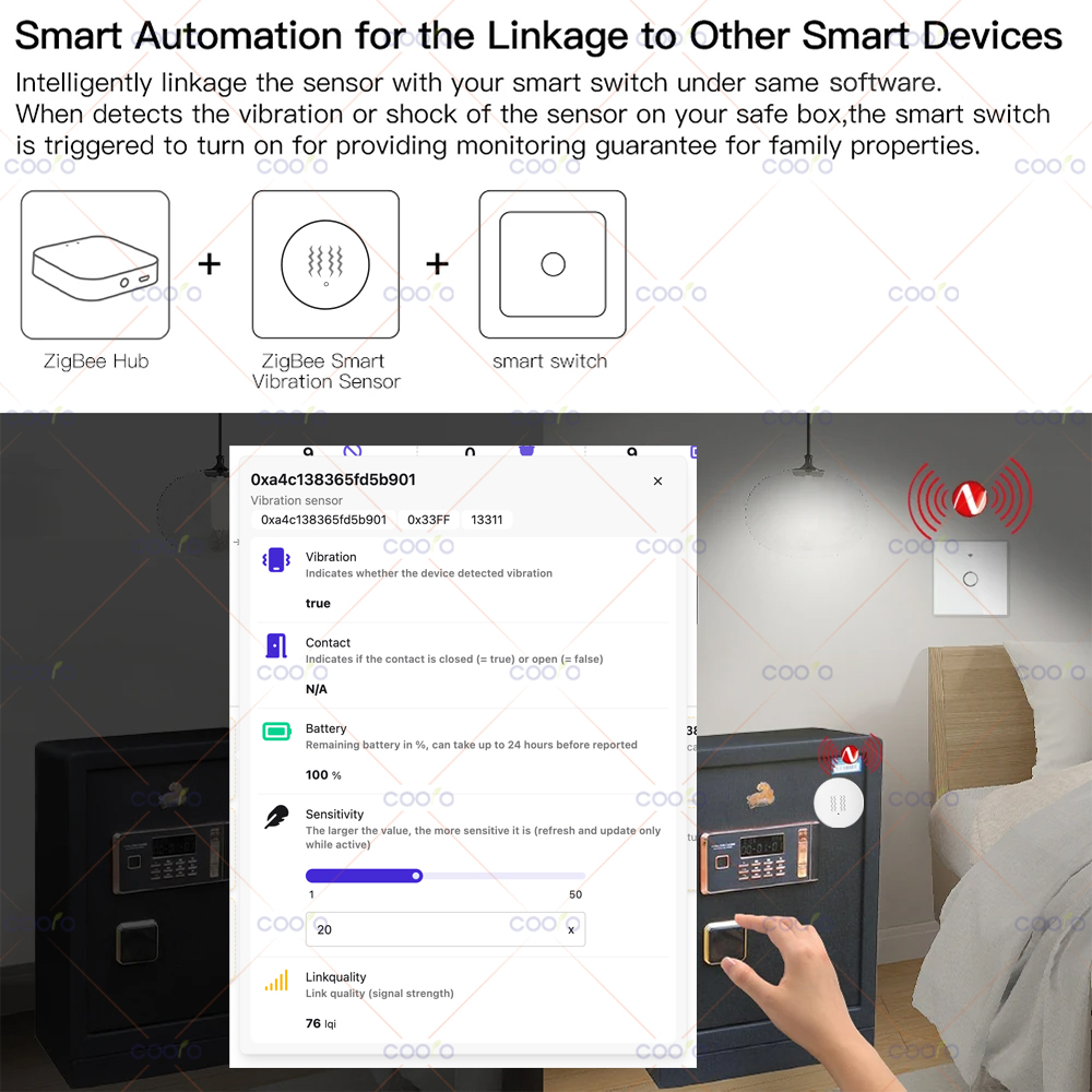ZigBee 3.0 Vibration Sensor Re – обзор и цена Home Security App