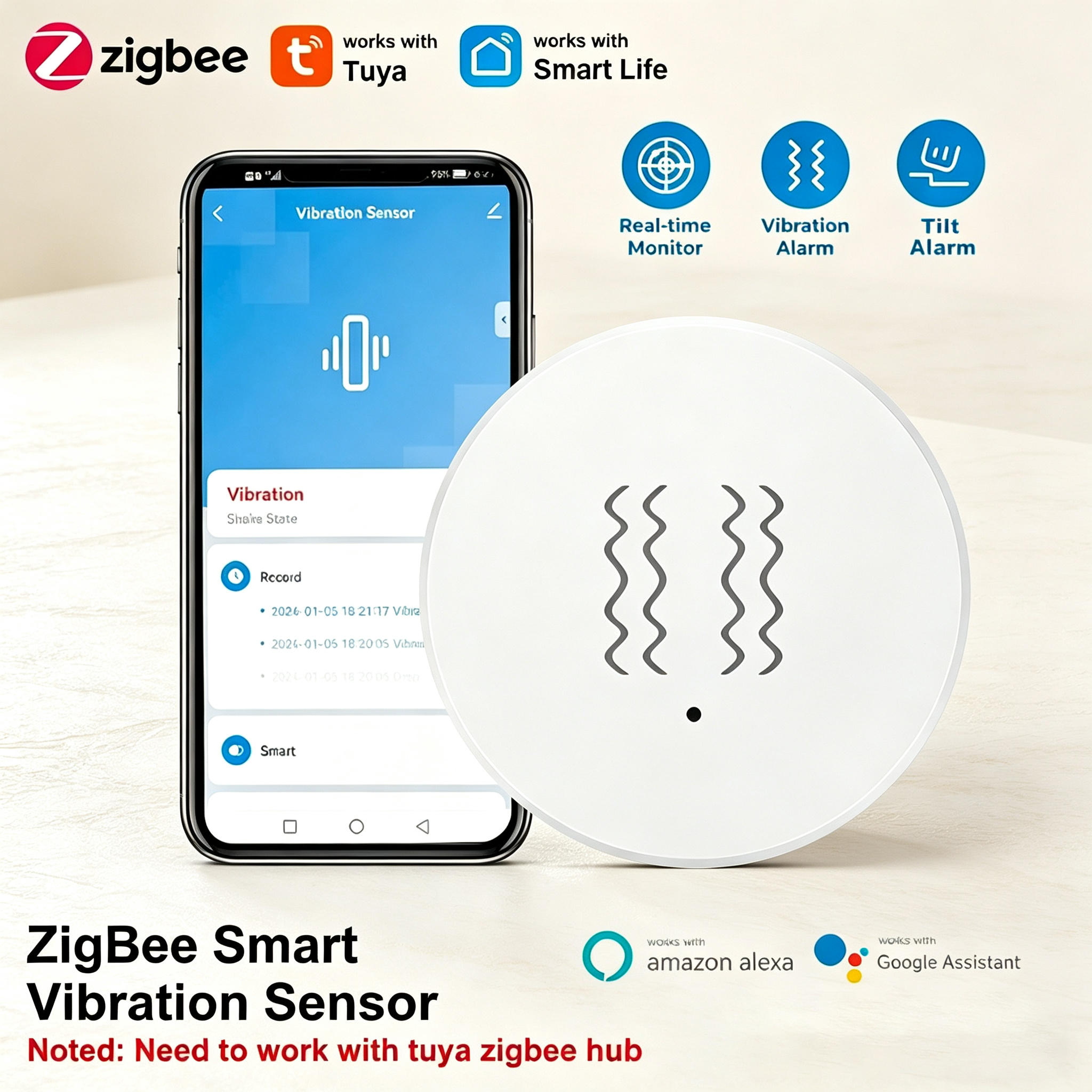Tuya ZigBee Smart Vibration &  – обзор и цена Home Security App