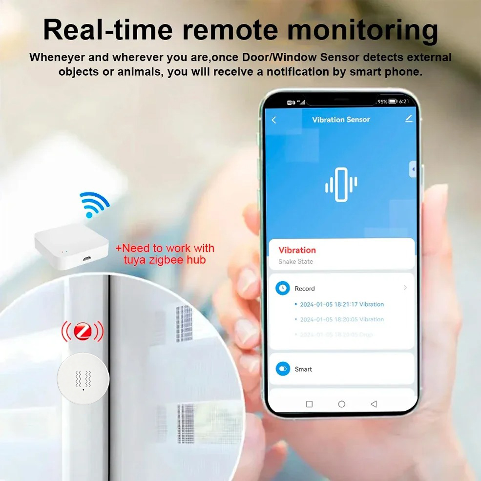 Tuya Zigbee Smart Vibration Se – обзор и цена Home Security App